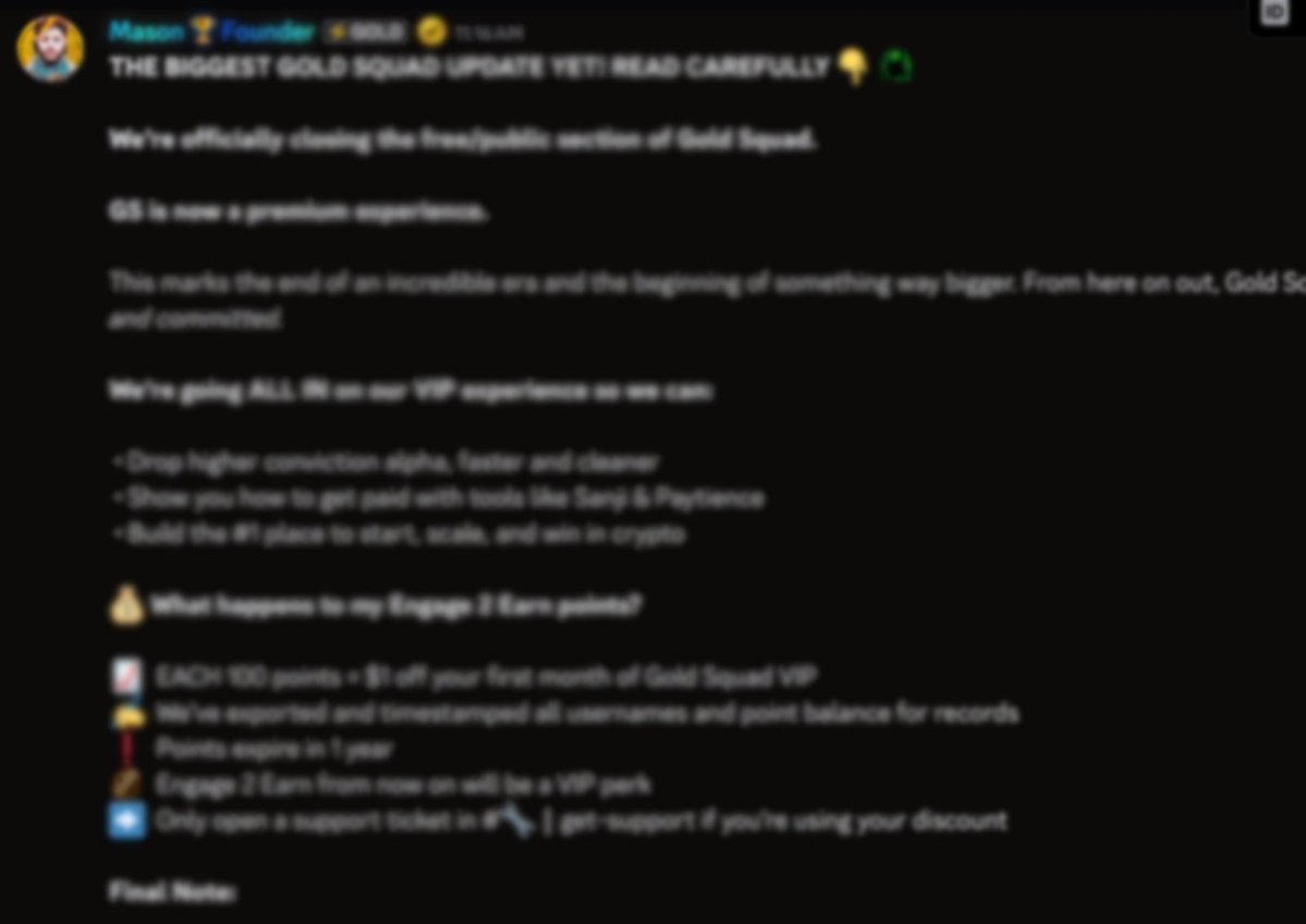The BIGGEST announcement in Gold Squad HISTORY was just posted... 👀

Lock in &amp; read it right now inside the Discord: discord.gg/gold-squad

If you've never joined before, this isn't for you!

Welcome to the new era...