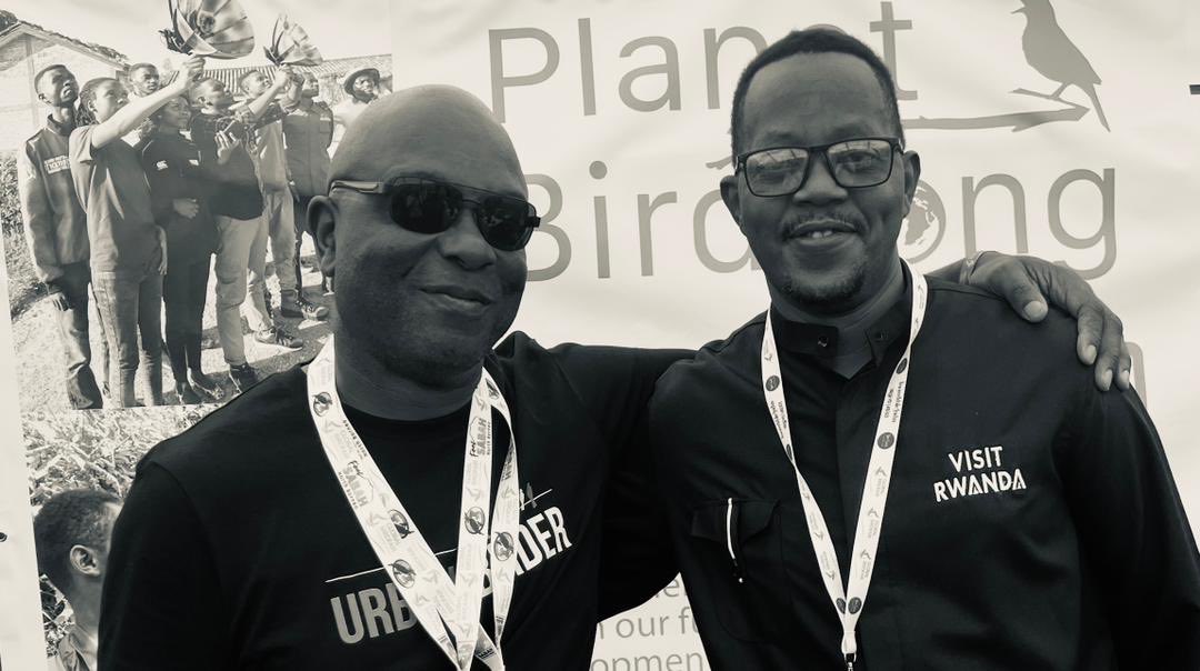 With the UK famous urban birder, Mr. David Lindo who is definitely looking forward to visiting Rwanda in the near future...plus a massive following from all over the world.