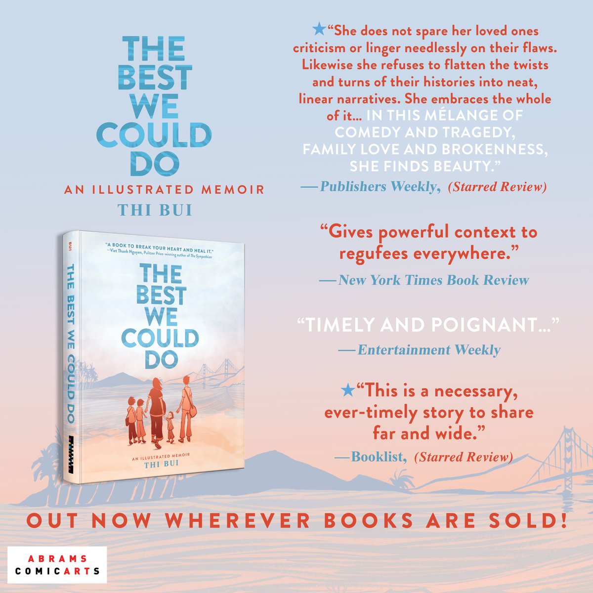 AbramsComicArts's tweet image. The Best We Could Do brings to life Thi Bui’s journey of understanding and provides inspiration to all of those who search for a better future while longing for a simpler past.
@nytimesbooks, @PublishersWkly, @EW, @ALA_Booklist
Out now everywhere books are sold!
#GraphicNovel…