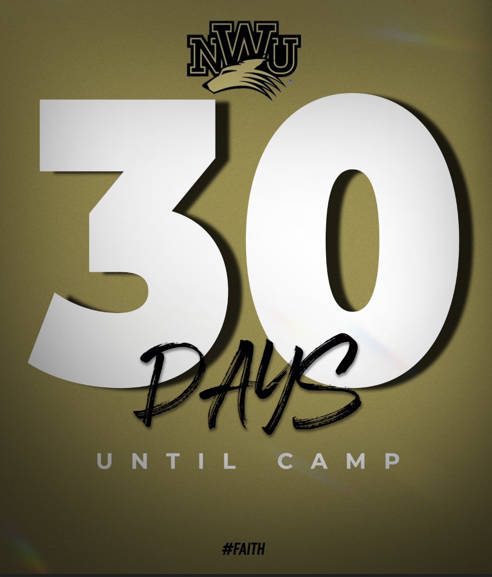 NWUFootball's tweet image. Only 30 more days until camp ⏳

#FAITH
