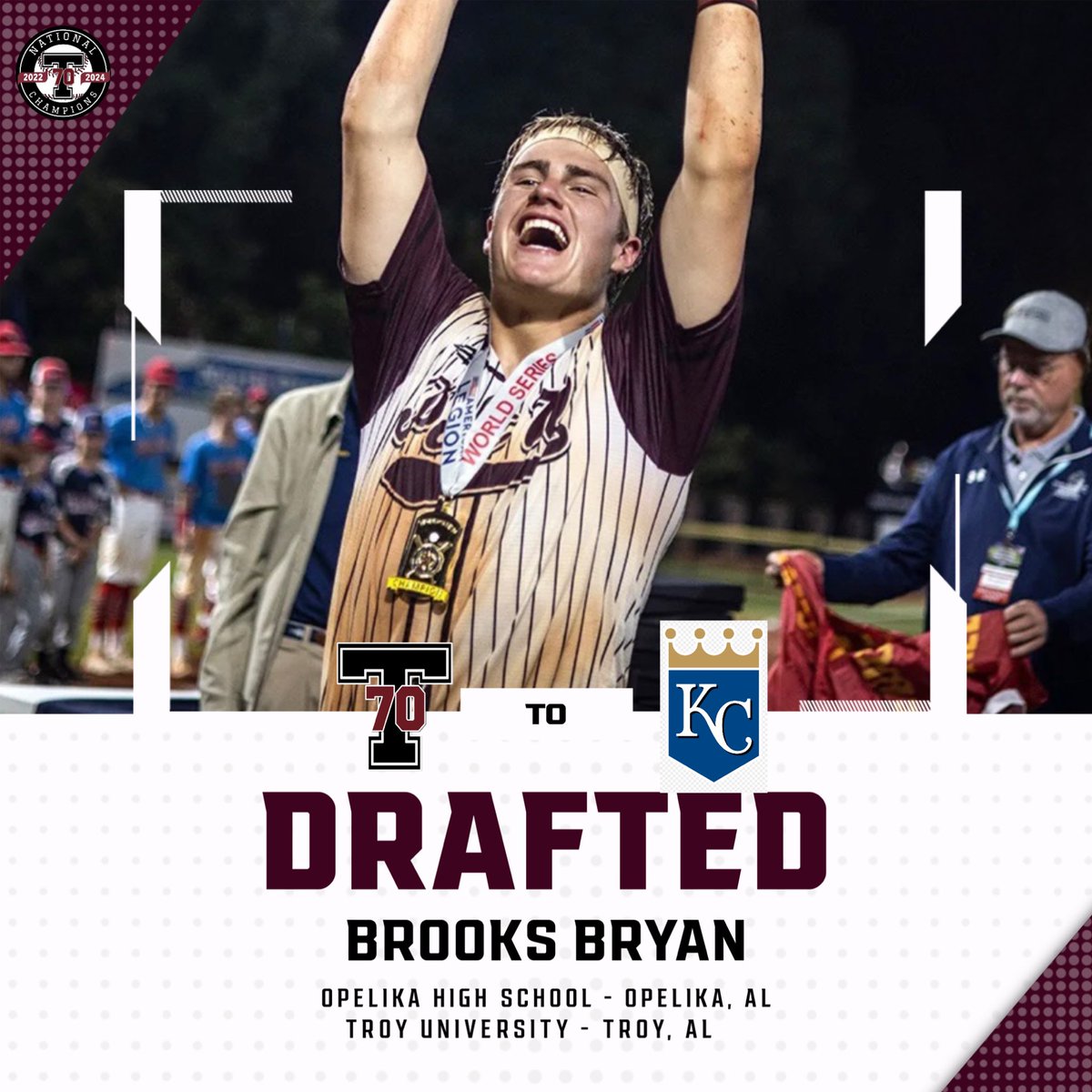 Post70Baseball's tweet image. Congratulations to 70 alumni Brooks Bryan on his selection to the @Royals in the 8th round! 

The 2022:
💎 @legionbaseball George W. Rulon POY
💎@ALWS_Shelby champion
💎 @ALALEGIONBSB state champ

#OurBrand | #70boys