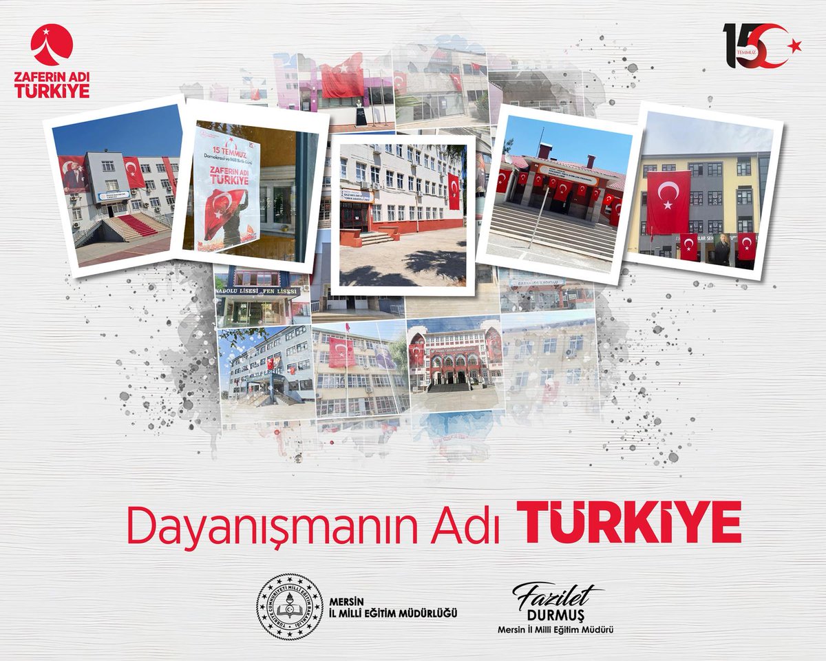 Tüm Okullarımızda Ay Yıldızlı Al Bayrağımızla Demokrasi 
Nöbetindeyiz🏫🇹🇷

<a href="/tcmeb/">Millî Eğitim Bakanlığı</a>
<a href="/Yusuf__Tekin/">Yusuf Tekin</a>
<a href="/MersinValiligi/">Mersin Valiliği</a>
<a href="/valiatillatoros/">Atilla Toros</a>
<a href="/fazilet_durmus/">Fazilet Öğretmen 🇹🇷</a>

#Mersin
#15Temmuz
#DemokrasiveMillîBirlikGünü🇹🇷
#MilletinZaferi
#ZaferinAdıTürkiye