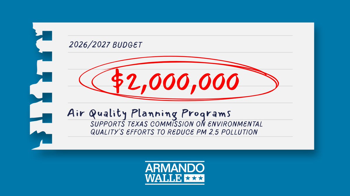 RepWalle's tweet image. Proud to announce we secured extra state budget funding for @TCEQ’s air quality program. This funding targets particulate matter pollution (the kind that comes from concrete batch plants and other industrial sources) to improve public health and improve air quality #txlege