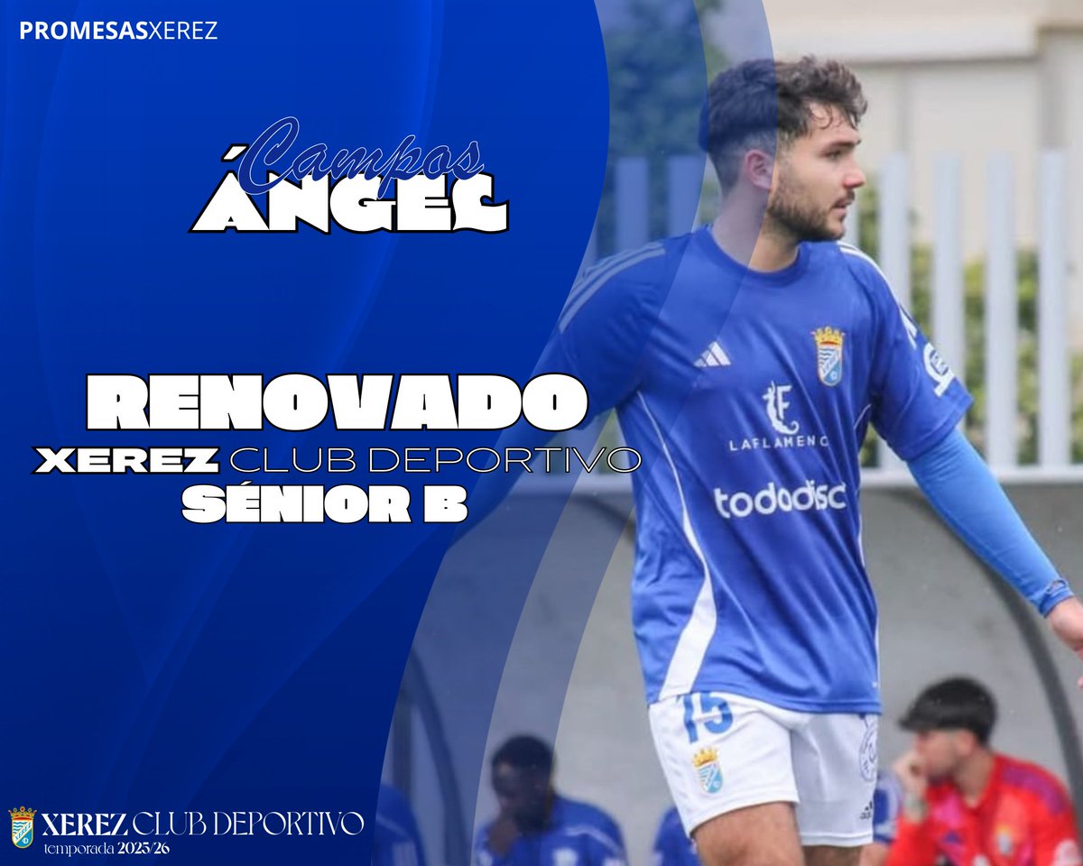 XerezCantera's tweet image. ๐ข ๐ข๐๐๐๐๐๐ | รngel Campos formarรก parte del #XerezB en la 25/26
โฝ๏ธ El jugador renueva su compromiso con el filial azulino
#PromesasXerez