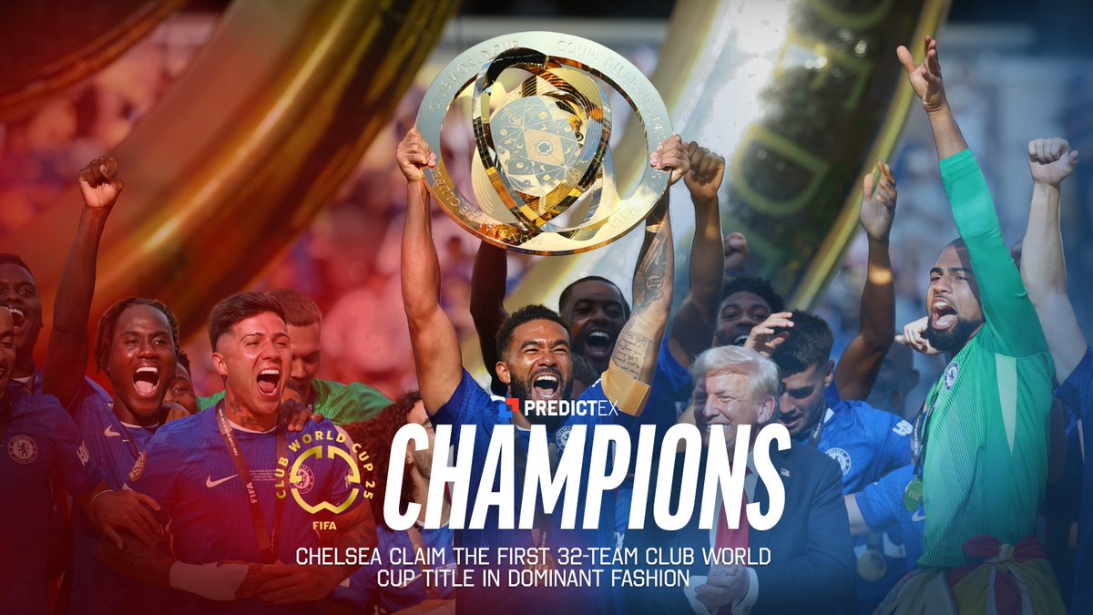 Champions.

Chelsea 3–0 PSG.
Cole Palmer dominates with two goals and an assist.
The first 32-team Club World Cup ends in blue.

Did you trade the momentum?