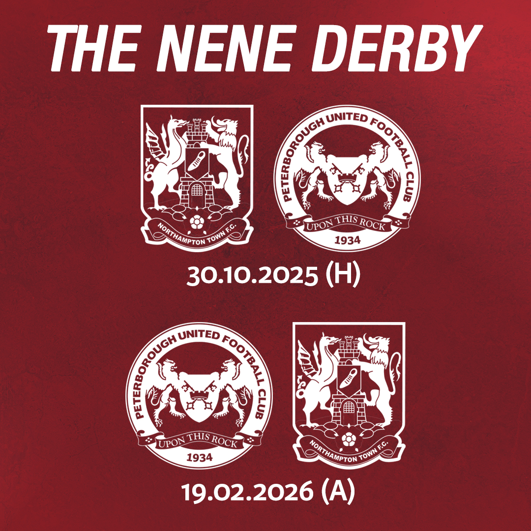 𝗡𝗲𝗻𝗲 𝗗𝗲𝗿𝗯𝘆 𝘂𝗻𝗱𝗲𝗿 𝘁𝗵𝗲 𝗹𝗶𝗴𝗵𝘁𝘀! 🤩

Both of our games against Peterborough United will take place on midweek dates this season!

#ShoeArmy 👞