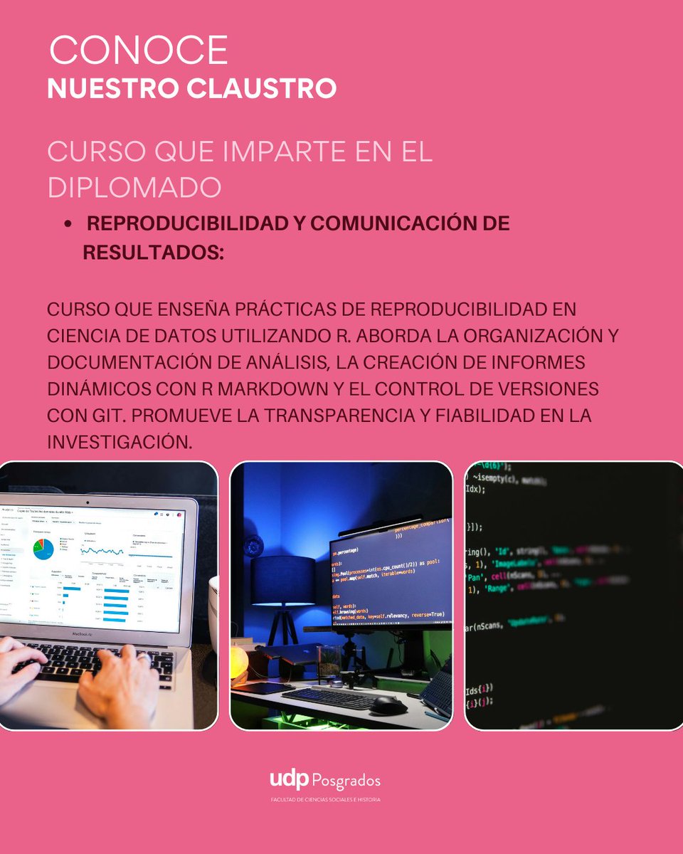 Posgr_fcsh_UDP's tweet image. 👩🏫 Conoce a Constanza Trujillo, profesora del Diplomado en Data Science para las Ciencias Sociales UDP. Junto a José Ruiz Tagle imparte el curso sobre reproducibilidad y comunicación de resultados en ciencia de datos. 📅 Postula al 31 de julio. t.ly/XOm1T