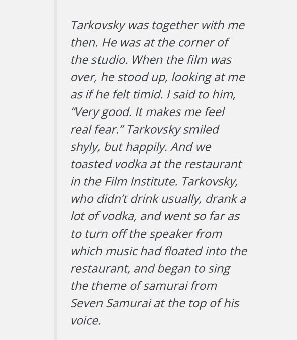 DrDavidVernon's tweet image. Please enjoy this lovely anecdote from Akira Kurosawa recalling watching Solaris with its director, Andrei Tarkovsky.