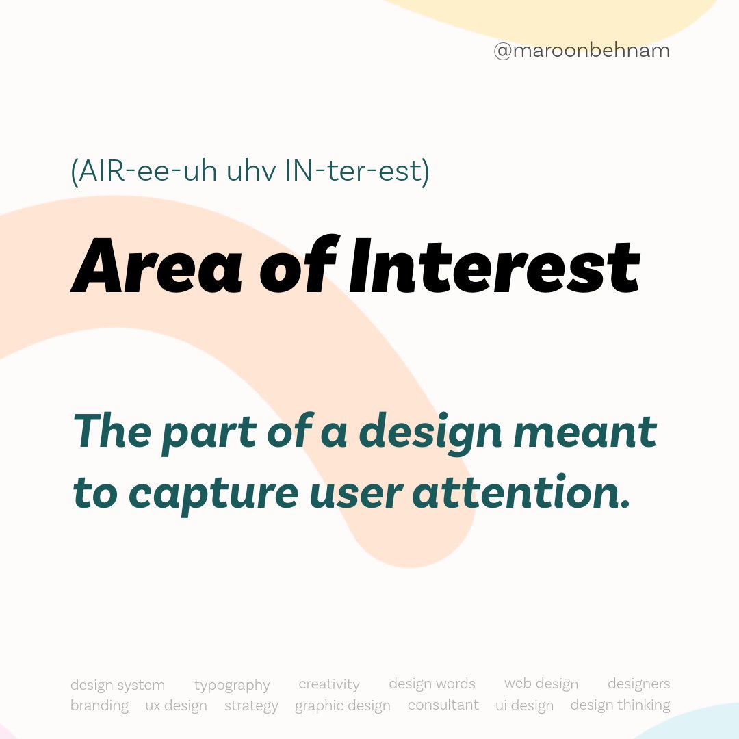 maroonbehnam's tweet image. Area of Interest (AIR-ee-uh uhv IN-ter-est)
The part of a design meant to capture user attention.
Make it pop — draw the eye where it counts. 🎯
#AreaOfInterest #DesignFocus #VisualPriority #UXClarity #AttentionDesign
