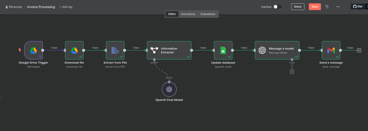aayodejii_'s tweet image. Automated invoice processing workflow extracts data, updates your database, and sends emails. Imagine the time you&apos;ll save!

Check out the details and let&apos;s chat about customizing it for your business. #AIAutomation #LLMEngineering #InvoiceProcessing