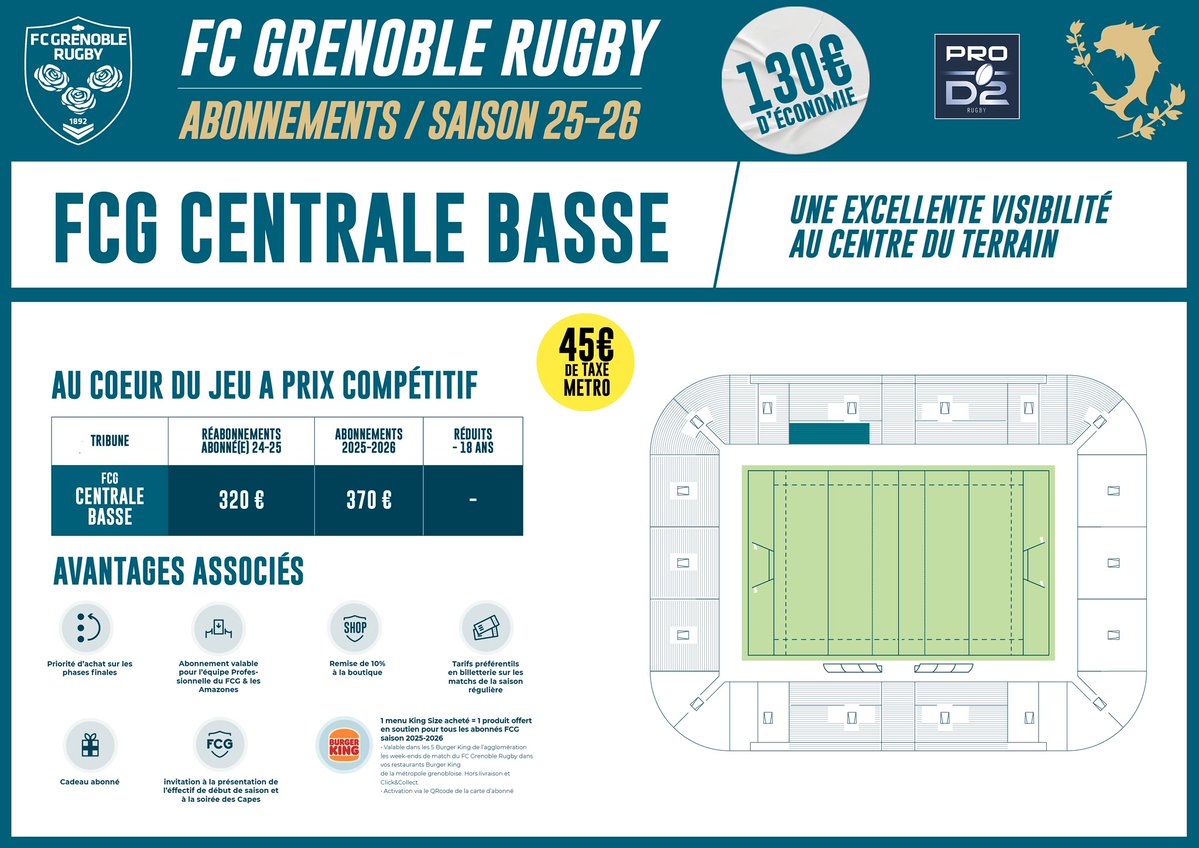 FCGrugby's tweet image. ðð§ ð£ðšð®ð«, ð®ð§ð ðšððð«ð ðâðððšð§ð§ððŠðð§ð ðŽðµ
On continue avec lâoffre ð
ðð ðððððððð ððððð !
Profitez dâune excellente visibilité au centre du terrain, pour vivre chaque rencontre au cÅur de lâaction â€ïžâð¥
Découvrez tous les détails et avantagesâŠ