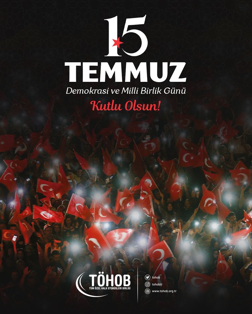 15 Temmuz gecesi, vatan uğruna can veren
aziz şehitlerimizi rahmet, minnet ve dualarla anıyoruz.

O karanlık gecede hainlere direnen, canını siper eden tüm güvenlik güçlerimiz,
aziz milletimiz, şehitlerimiz ve gazilerimiz asla unutulmayacaktır.
🇹🇷🇹🇷🇹🇷