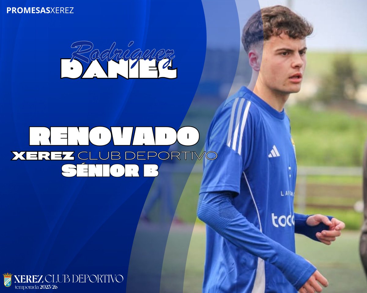 XerezCantera's tweet image. ๐ข ๐ข๐๐๐๐๐๐ | Daniel Rodrรญguez formarรก parte del #XerezB en la 25/26
โฝ๏ธ El jugador renueva su compromiso con el filial azulino
#PromesasXerez