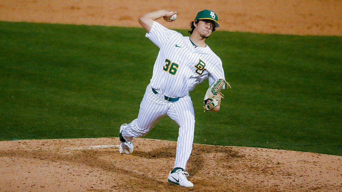 BaylorBaseball's tweet image. Baylor's last four closers to be drafted are something else 👀
✅ Led the country in K:BB
✅ Saved six of 10 wins in COVID season
✅ Posted a 0.00 ERA
✅ Program's all-time saves leader
Elite company.
#SicEm 🐻⚾️ | #Together