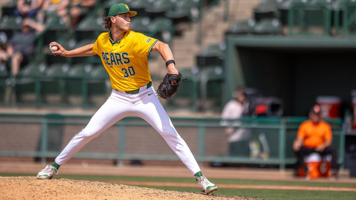 BaylorBaseball's tweet image. Baylor's last four closers to be drafted are something else 👀
✅ Led the country in K:BB
✅ Saved six of 10 wins in COVID season
✅ Posted a 0.00 ERA
✅ Program's all-time saves leader
Elite company.
#SicEm 🐻⚾️ | #Together