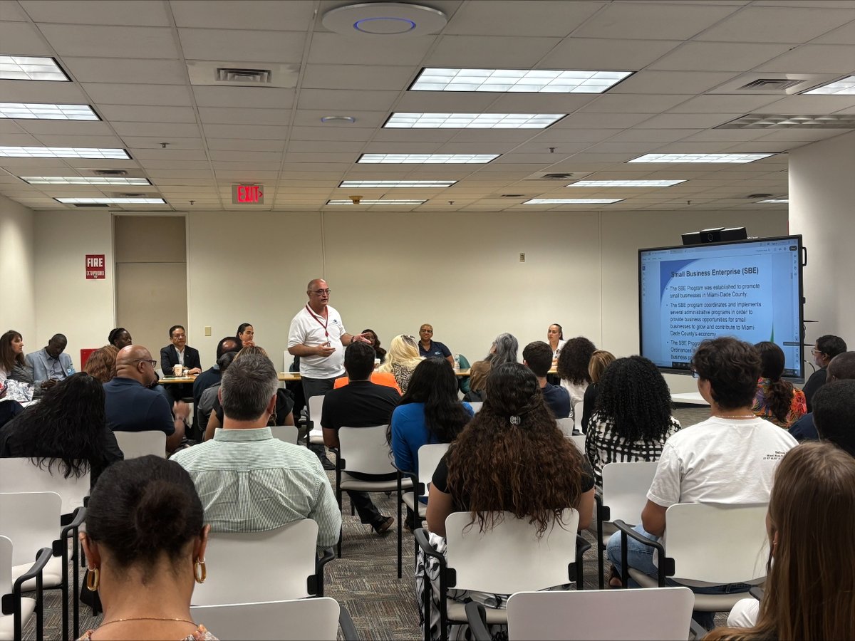mdcspd's tweet image. On 7/11/25, MDAD &amp;amp; SPD co-hosted the July Outreach Meeting, connecting small businesses to contracting opportunities, SBE/DBE/ACDBE resources, Concourse K concessions and JHS needs. Join us on 8/1 at 9:30 am, 4200 NW 36 St, Miami, FL 33122, Building 5A, 2nd Floor Conference Room.