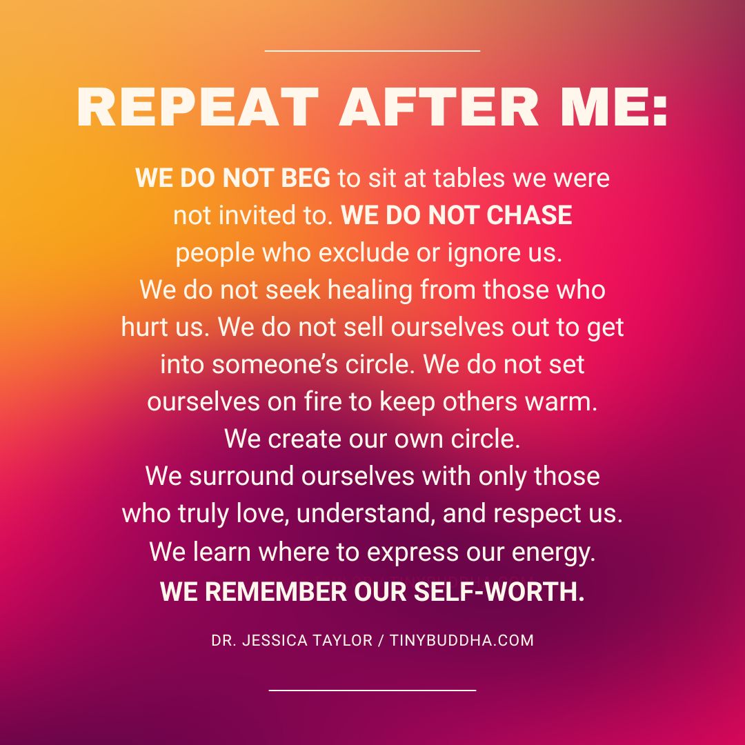 Repeat after me: We do not beg to sit at tables we were not invited to... @drjesstaylor