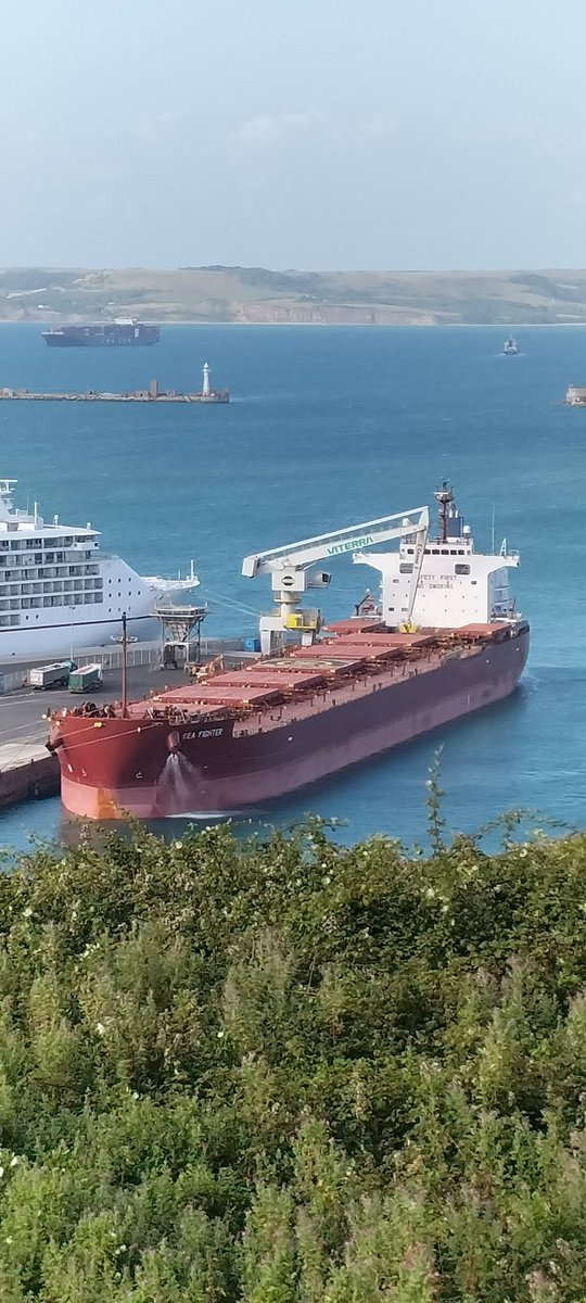 AytonJustyn's tweet photo. 🏭 No Incinerator 🏭 Boycott portland port 🇱🇷 Sea Fighter 🇱🇷 in #portland on 14/7/25. A Bulk Carrier. #Weymouth #dorset #SeaFighter #Liberia #photography #shiplnpics #shipspotting #shipsphotography #BulkCarrier #Ships #Shipping #Thenamaris https://t.co/vbBkV4nL7J