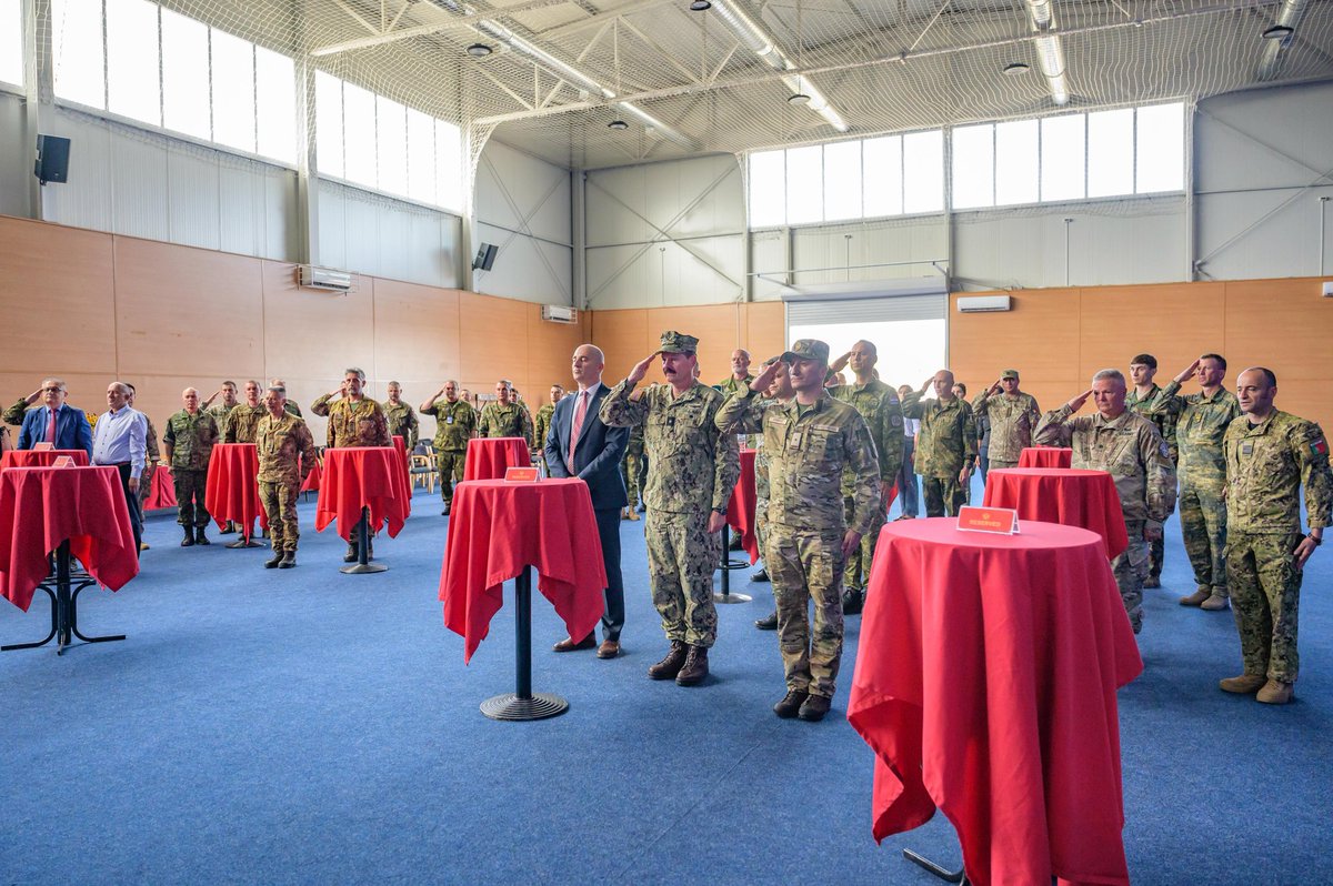 NATO_KFOR's tweet image. Today, the Chief of Staff of the #NATO-led #KFOR mission, RDML Maximilian Clark, and the Ambassador of Montenegro to Kosovo, H.E. Bernard Čobaj, presided over the Montenegrin National Day Ceremony at KFOR HQ in Camp Film City, Pristina.

#UNITASOMNIAVINCIT 
#StrongerTogether