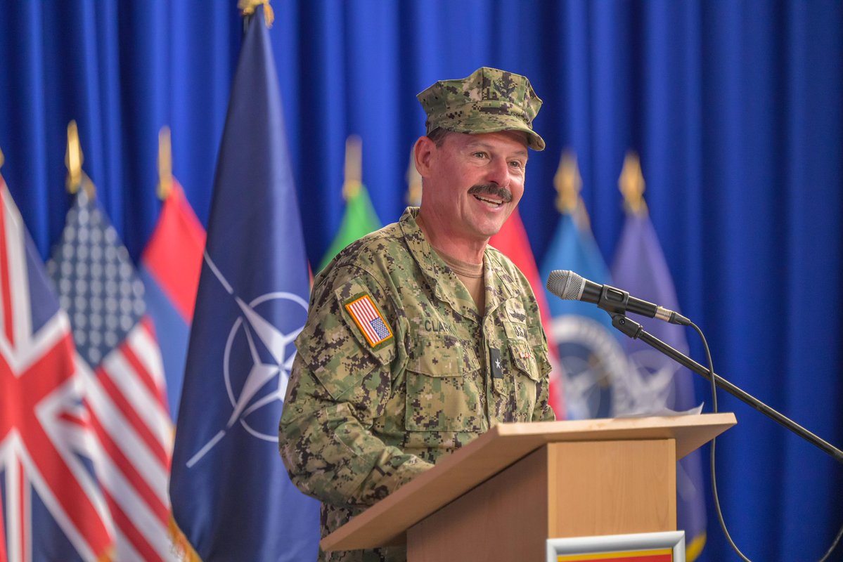 NATO_KFOR's tweet image. Today, the Chief of Staff of the #NATO-led #KFOR mission, RDML Maximilian Clark, and the Ambassador of Montenegro to Kosovo, H.E. Bernard Čobaj, presided over the Montenegrin National Day Ceremony at KFOR HQ in Camp Film City, Pristina.

#UNITASOMNIAVINCIT 
#StrongerTogether