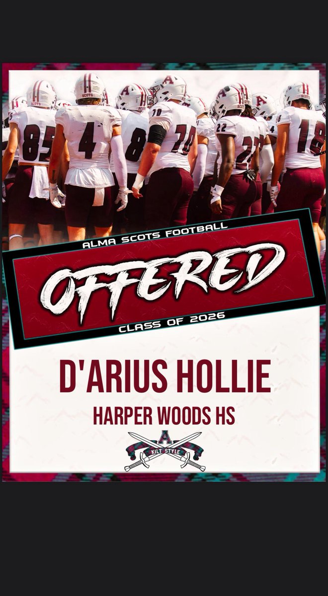 DArius Hollie (@dariushollie12) on Twitter photo After a great visit with <a href="/CoachHill_41/">Ty Hill</a> I am Blessed to receive an offer from Alma college #GoScots <a href="/CoachRodOden/">Coach Rod Oden</a> <a href="/BIGBOOK_WORK/">Coach Booker</a> After a great visit with <a href="/CoachHill_41/">Ty Hill</a> I am Blessed to receive an offer from Alma college #GoScots <a href="/CoachRodOden/">Coach Rod Oden</a> <a href="/BIGBOOK_WORK/">Coach Booker</a>
