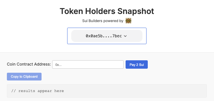 Sui Builders (@suibuilders) on Twitter photo Sui Builders Developer Tool Suite ๐ ๏ธ
Check out our Token Holders Snapshot tool ๐ธ:
- Dive deep into your token holders!
- Check <a href="/moonbags_io/">moonbags.io</a> staked & locked tokens!
- CSV, or clipboard option available!
Check it out here:
tinyurl.com/mn549mrw Sui Builders Developer Tool Suite ๐ ๏ธ
Check out our Token Holders Snapshot tool ๐ธ:
- Dive deep into your token holders!
- Check <a href="/moonbags_io/">moonbags.io</a> staked & locked tokens!
- CSV, or clipboard option available!
Check it out here:
tinyurl.com/mn549mrw