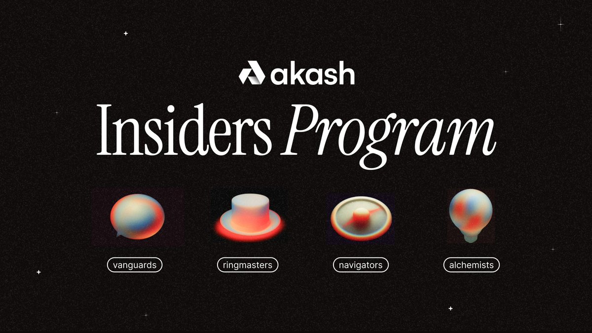 akashnet_'s tweet image. The Akash Insiders program is powered by our thriving community.
🔥 20k+ Discord members
🫶 50+ Community hosted meetups
🎓 20+ AkashEDU courses live or in development
🌍 25+ Countries represented
Shape the future of Akash as an Insider.
Apply Today akash.network/community/akas…