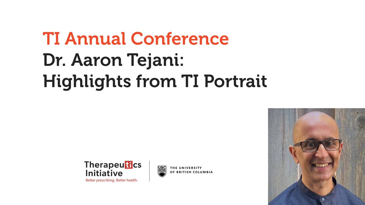 Drug_Evidence's tweet image. 🚨TI #BestEvidence webinar recording 🚨
Highlights from TI Portrait
Featuring the TI's Dr. Aaron Tejani
👉 youtube.com/watch?v=-5V9YP…
Sign up for TI Portrait here: ti.ubc.ca/portrait
#prescribing #MedEd #BetterPrescribing