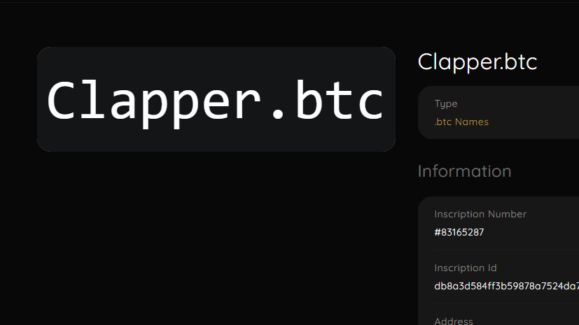 clapper.btc
uniscan.cc/inscription/db…
For sale: clapper.btc! Unique domain built on the Ordinals protocol, inspired by Clapper, the growing social network alternative to TikTok. Perfect for a unique, decentralized brand identity on Web3, with no expiration date or annual fee. DM