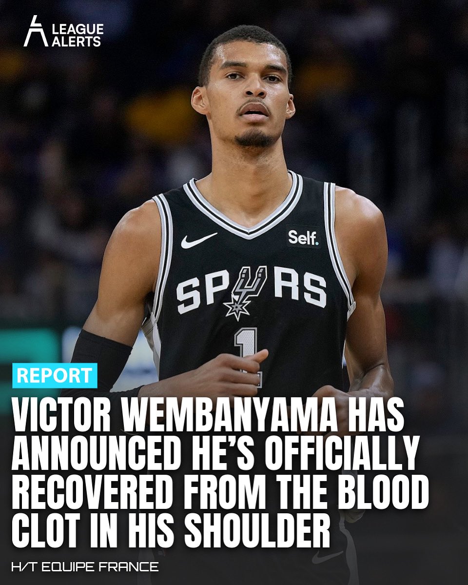 Victor Wembanyama has announced he’s officially recovered from the blood clot in his shoulder : 

“I’m officially cleared to return. It just happened — I got the green light from the Spurs’ medical staff just a few hours ago (last Friday). "