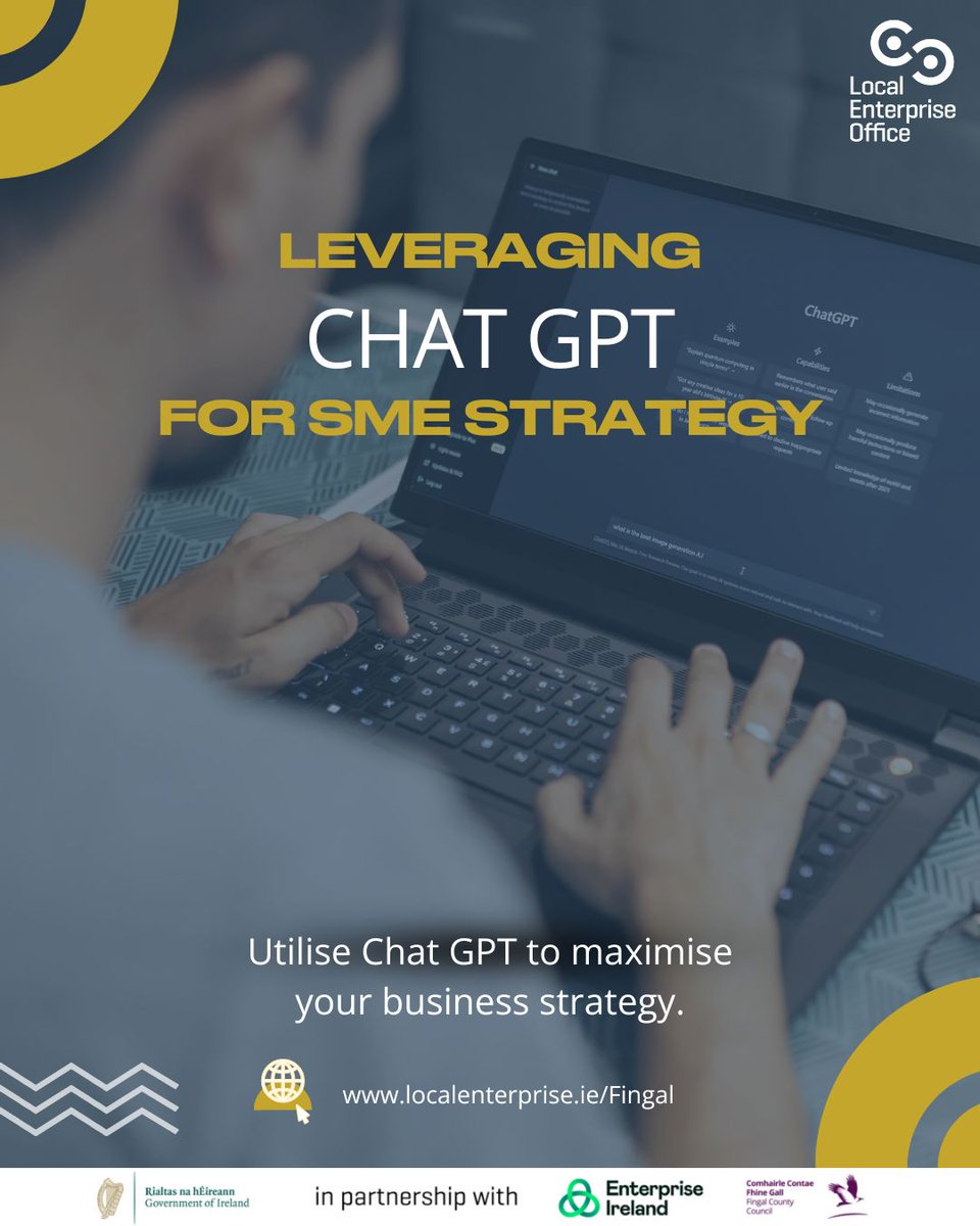 Unlock AI power for your SME! 🚀 Fingal LEO's "Leveraging Chat GPT for SME Strategy" workshop is Sept 18, 2025. Learn to maximise growth &amp; navigate AI ethically.

Limited spots! Book now: localenterprise.ie/Fingal/Trainin…

#ChatGPT #AIforBusiness #SME #FingalLEO