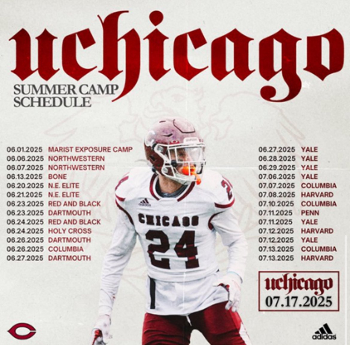 I will be attending <a href="/UChicagoFB/">UChicago Football</a> camp on Thursday(July 17th)
<a href="/CoachK_UChicago/">Craig Knoche</a> <a href="/Coach_Karlson/">Erik Karlson</a> <a href="/CoachRKersten/">Rich Kersten</a> <a href="/Jdlizak/">John Lizak</a> <a href="/zsfarber/">Zach Farber</a> <a href="/UChiCoachSantos/">Jacob Santos</a> <a href="/SilkyStyleShine/">Coach Shawn Shine</a> <a href="/Coach_J_Nelson/">Coach Jason Nelson</a>

<a href="/ViatorFball/">Saint Viator Football</a> <a href="/SunilSportsNews/">Sports News By Sunil Sunder Raj</a> <a href="/One11Recruiting/">One11 Recruiting</a> <a href="/Day1toD1/">Day1 to D1</a> <a href="/ContactsCollege/">CollegeRecruitingContacts</a> <a href="/EDGYTIM/">Timothy “EDGYTIM” OHalloran</a> <a href="/PrepRedzoneIL/">Prep Redzone Illinois</a>