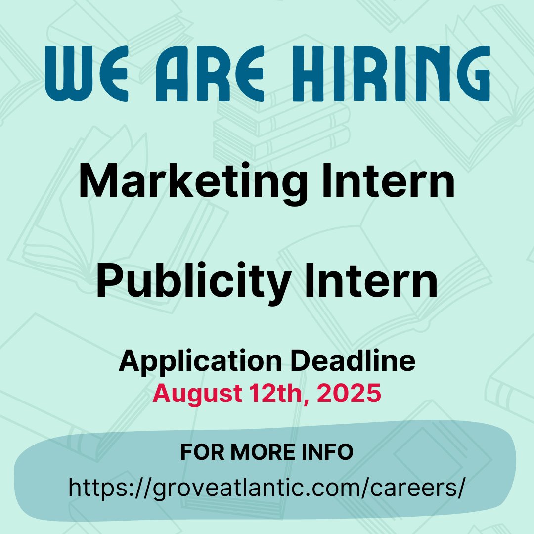 We are looking for a marketing intern and a publicity intern for fall 2025! If you love prize-winning literary fiction and nonfiction and want to be part of an indie publisher, then head to the link below to apply!

groveatlantic.com/careers/
