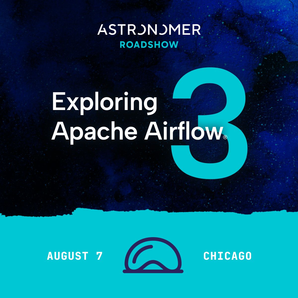 astronomerio's tweet image. The Apache Airflow 3 Roadshow is coming to the Windy City!
🔓 Unlock the future of data orchestration: Airflow 3 takes workflow automation to the next level with greater flexibility, scalability, and security.
🌎 Real-world impact of Airflow 3: DAG Versioning, streamlined…