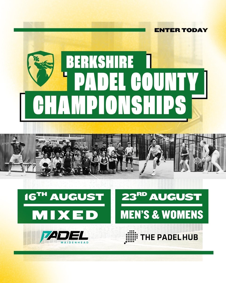 It's County Championships time! Both the Junior and Padel County Championships are open for entries. For more info and to enter: clubspark.lta.org.uk/BerkshireLTA/N…
We look forward to crowning county champions in August! #countytennis #berkshiretennis #berkshirepadel #padel #tennis
