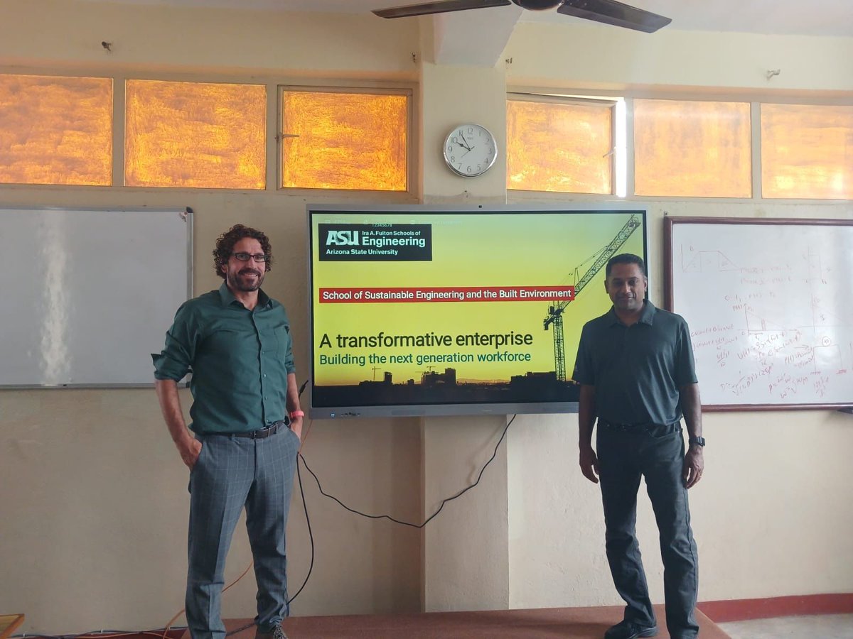 SSEBEatASU's tweet image. โ๏ธ @ASUEngineering Professors Samuel Ariaratnam and David Grau lectured to 50 #CivilEngineering seniors at @KantipurC as they travel to advance global connections, partnerships and opportunities. โ๏ธ #ASUEngineering #students #construction #ConstructionEngineering