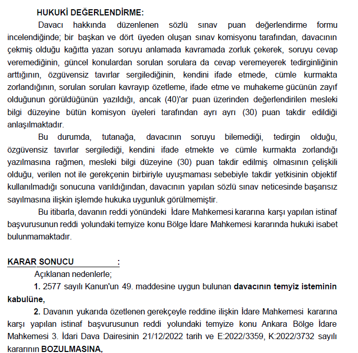 POMEM EĞİTİM SONU SINAVI (ESS) MÜLAKAT DANIŞTAY KARARI

POMEM Eğitim Sonu Sınavından elenen müvekkil için açmış olduğumuz davada, davalı idarenin takdir yetkisinin objektif olarak kullanmadığı gerekçesiyle yapmış olduğumuz temyiz başvurumuzun kabulüne karar verilmiştir.