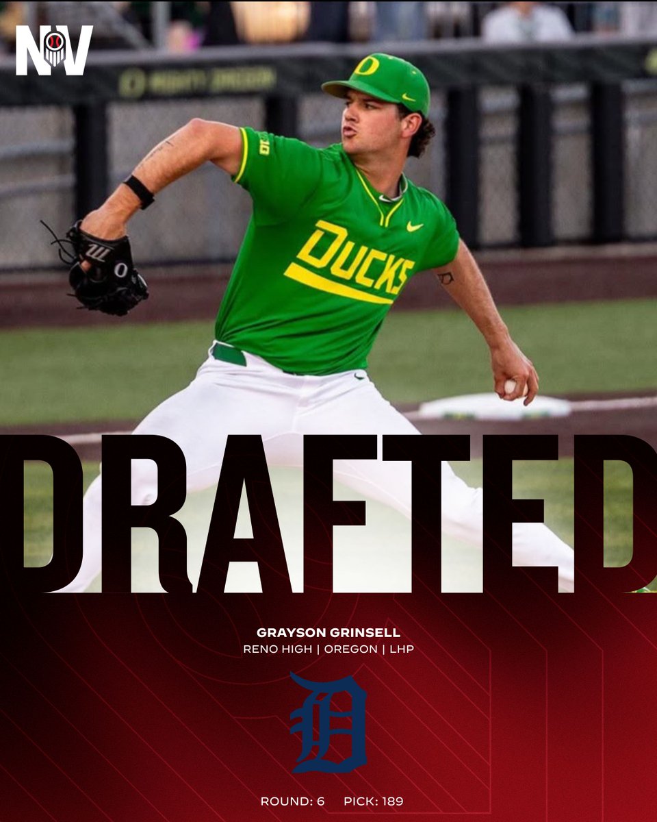 Prep Baseball Nevada (@prepbaseballnv) on Twitter photo ๐๐๐๐ ๐๐๐ ๐๐ซ๐๐๐ญ
With the 189th pick in the 2025 MLB Draft, the Detroit Tigers select former Future Gamer and Super 60-participant Grayson Grinsell out of the University of Oregon. #BeSeen
๐๐ฅ๐๐ฒ๐๐ซ: Grayson Grinsell (@Graysongrinsell)
๐๐จ๐ฎ๐ง๐: 6 ๐๐๐๐ ๐๐๐ ๐๐ซ๐๐๐ญ
With the 189th pick in the 2025 MLB Draft, the Detroit Tigers select former Future Gamer and Super 60-participant Grayson Grinsell out of the University of Oregon. #BeSeen
๐๐ฅ๐๐ฒ๐๐ซ: Grayson Grinsell (@Graysongrinsell)
๐๐จ๐ฎ๐ง๐: 6