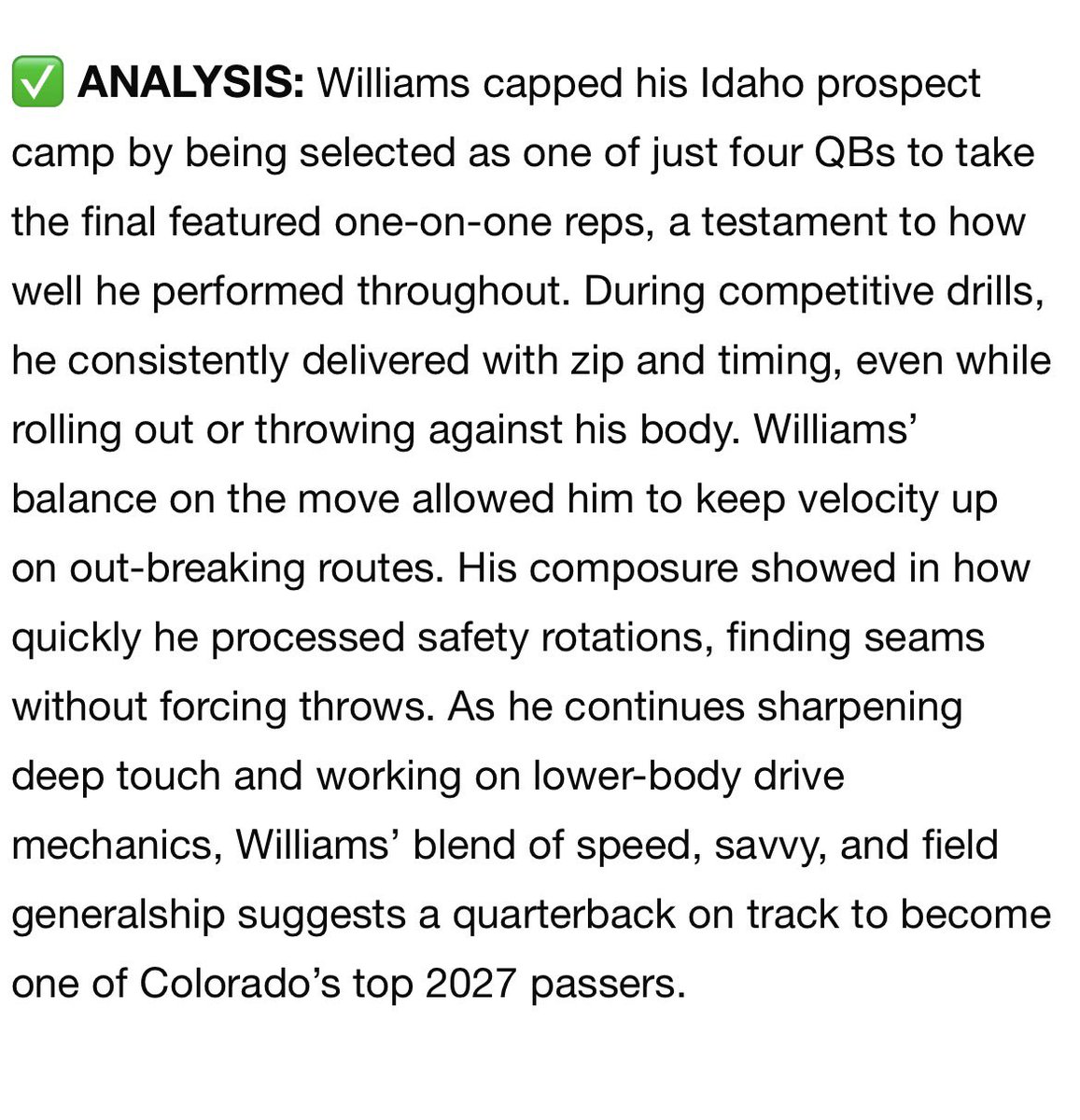Cash Williams (@cashwilliams_) on Twitter photo Thank you <a href="/sixstarfootball/">Six Star Football | PLUS+</a> for the write up! I had such a great time <a href="/VandalFootball/">Idaho Football</a> camp a couple weeks ago. Thank you again to all the coaches!
<a href="/CoachTFord/">Thomas Ford Jr</a> <a href="/MattLinehan_10/">Coach Matt Linehan</a> <a href="/AJMorganFB/">Andrew Morgan</a> <a href="/CoachLemming/">JJ Lemming</a>
<a href="/Chatfieldftball/">ChatfieldFootball</a> <a href="/CoachRosholt/">Kris Rosholt 🏈</a> <a href="/coach_lindell/">Adam Lindell</a> Thank you <a href="/sixstarfootball/">Six Star Football | PLUS+</a> for the write up! I had such a great time <a href="/VandalFootball/">Idaho Football</a> camp a couple weeks ago. Thank you again to all the coaches!
<a href="/CoachTFord/">Thomas Ford Jr</a> <a href="/MattLinehan_10/">Coach Matt Linehan</a> <a href="/AJMorganFB/">Andrew Morgan</a> <a href="/CoachLemming/">JJ Lemming</a>
<a href="/Chatfieldftball/">ChatfieldFootball</a> <a href="/CoachRosholt/">Kris Rosholt 🏈</a> <a href="/coach_lindell/">Adam Lindell</a>