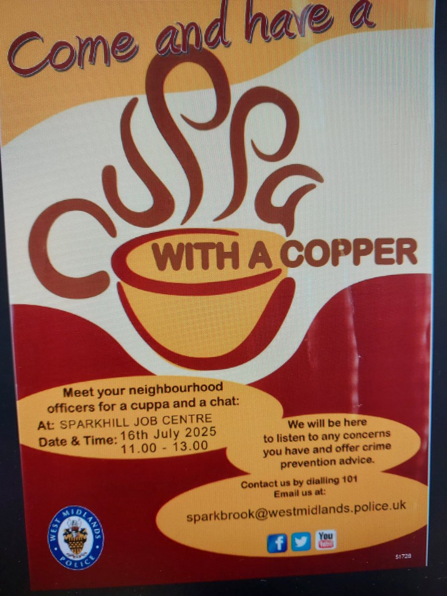 Come and join officers at the job centre between 11-1pm on Wednesday 16th July.