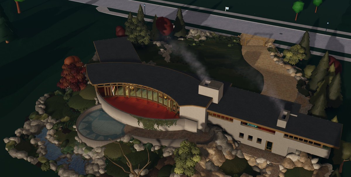 "Nature is the only body of God we shall ever see"

Tirranna, designed by Frank Lloyd Wright and reimagined by Brit. 
A sprawling, yet cozy Usonian style home perched on the edge of a hill on Lakeview Heights, with unrivaled views of the Bloxburg Lake. 
#TheDailyBloxburgBuildComp