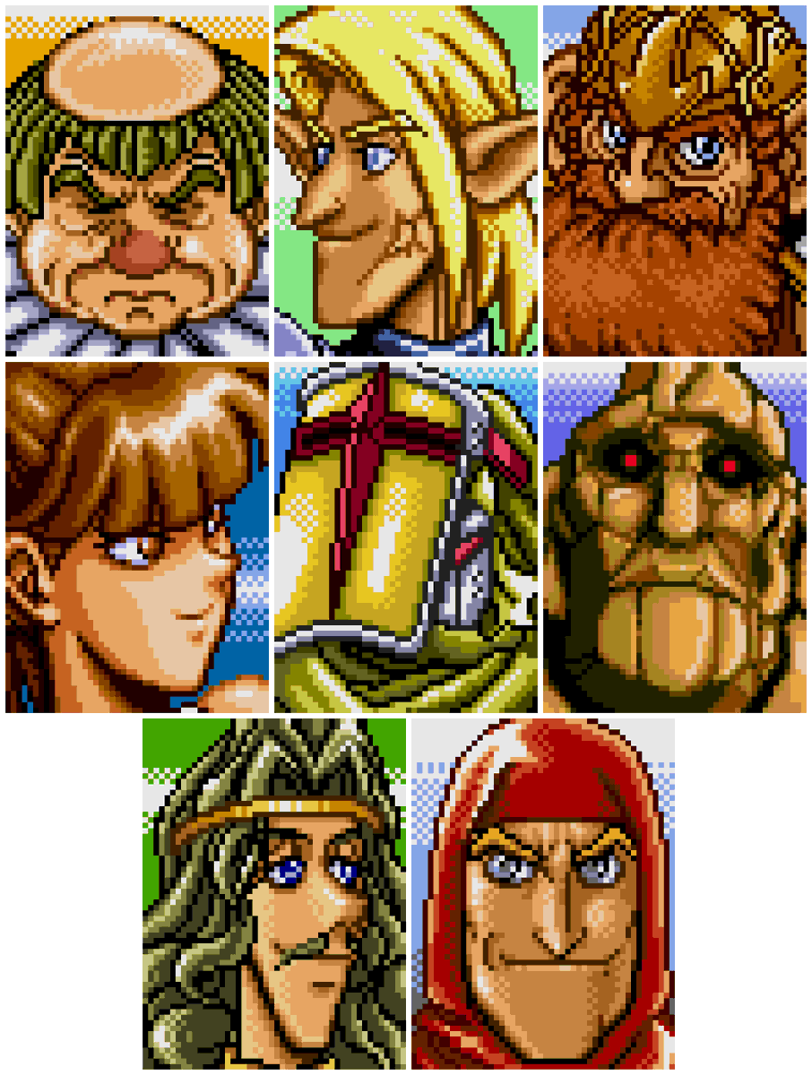 FantasyAnime's tweet image. Character portraits in Shining Force 2 (Genesis/Mega Drive)