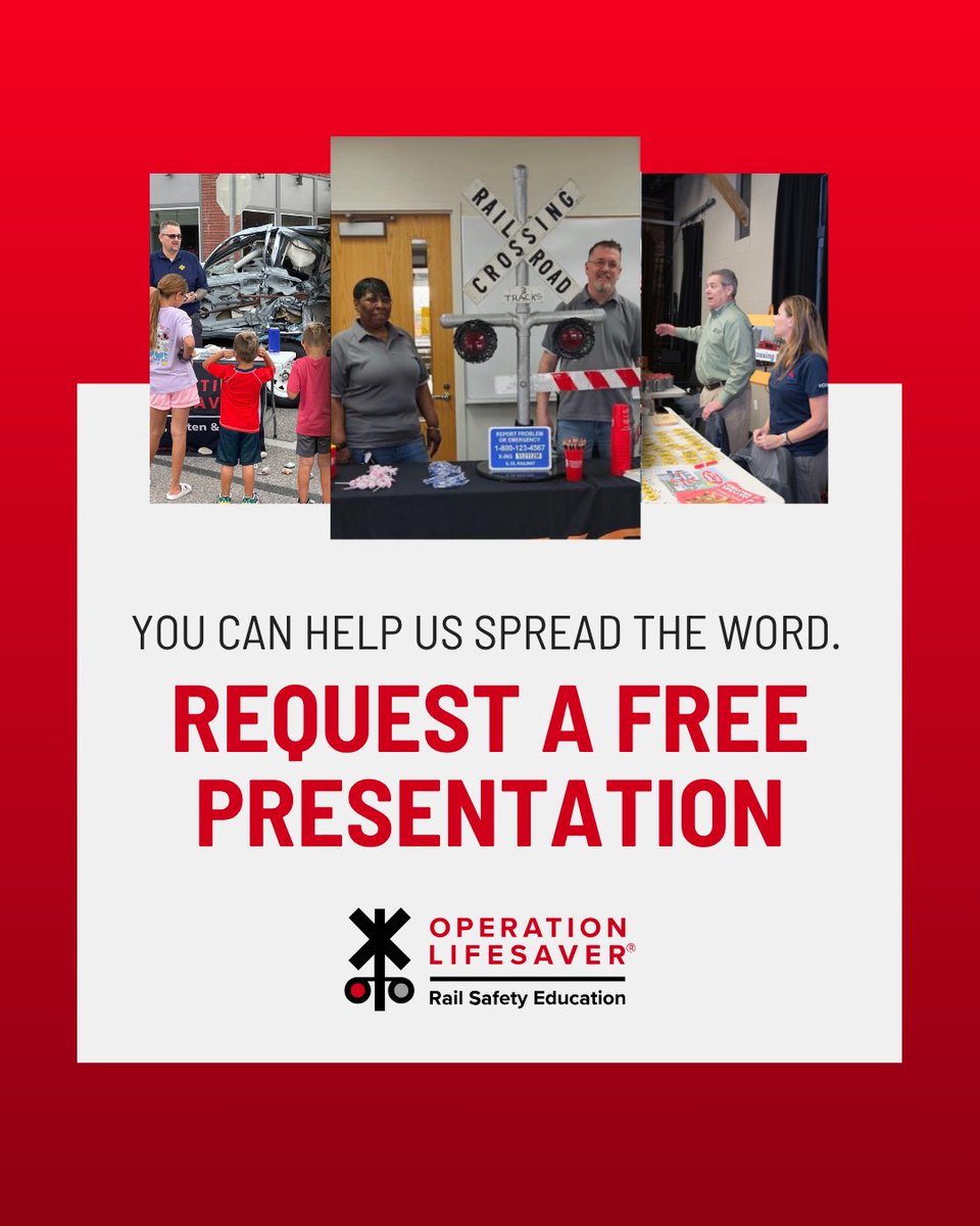 olinational's tweet image. Want to make a difference in your community? Operation Lifesaver offers free rail safety education presentations across the U.S. Request a presentation today. Together, we can #STOPTrackTragedies.
oli.org/request-presen…
#RailSafetyEducation