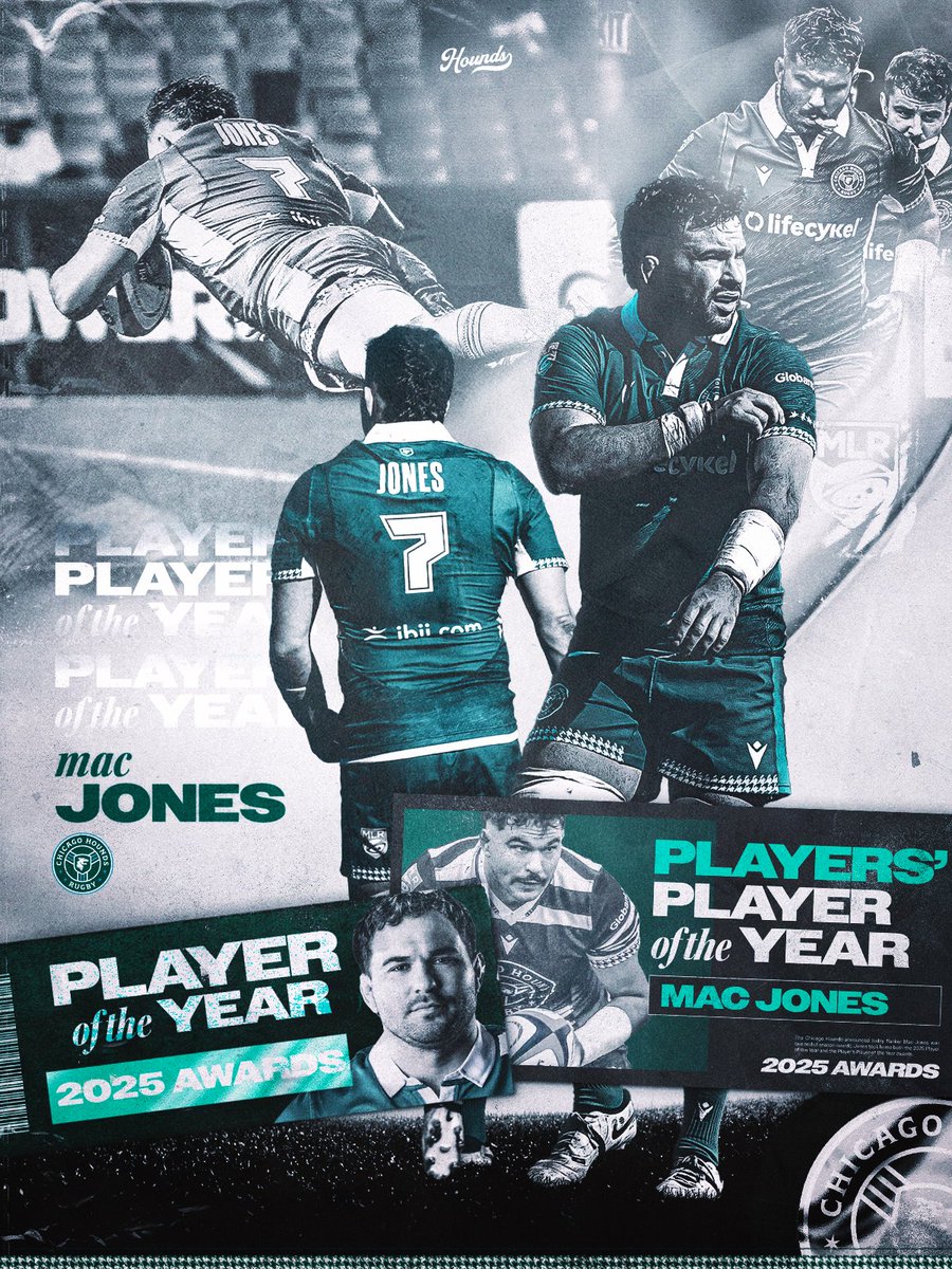 HoundsChicago's tweet image. Player of the Year ✅
Players' Player of the Year ✅
What a season from flanker Mac Jones🐺📈