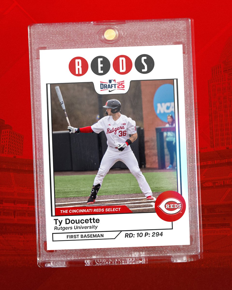 RedsOnTheRise's tweet image. With the 294th pick in the 2025 #MLBDraft, the Cincinnati Reds select 1B Ty Doucette.
Welcome to Reds Country, Ty‼️
