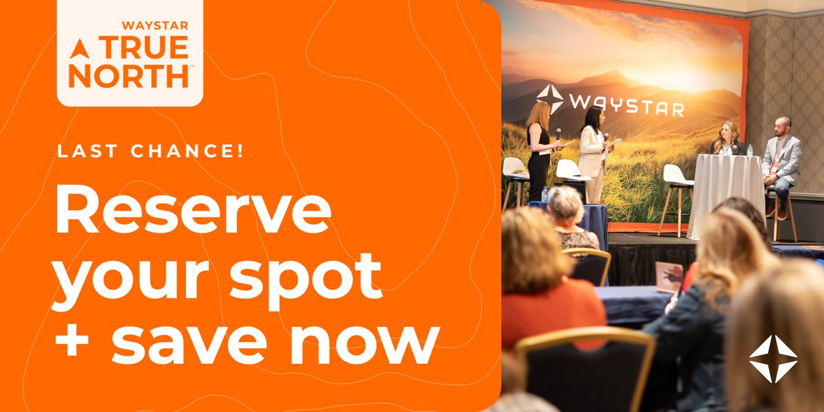 Waystar's tweet image. 🚨 Hurry! Last chance to save before Waystar True North™ 2025 prices increase. Don’t miss your opportunity to attend our annual client conference, happening this September in Nashville. Prices increase after 7/31/25 — lock in your spot now ➡️ ow.ly/6yxZ50Wptku