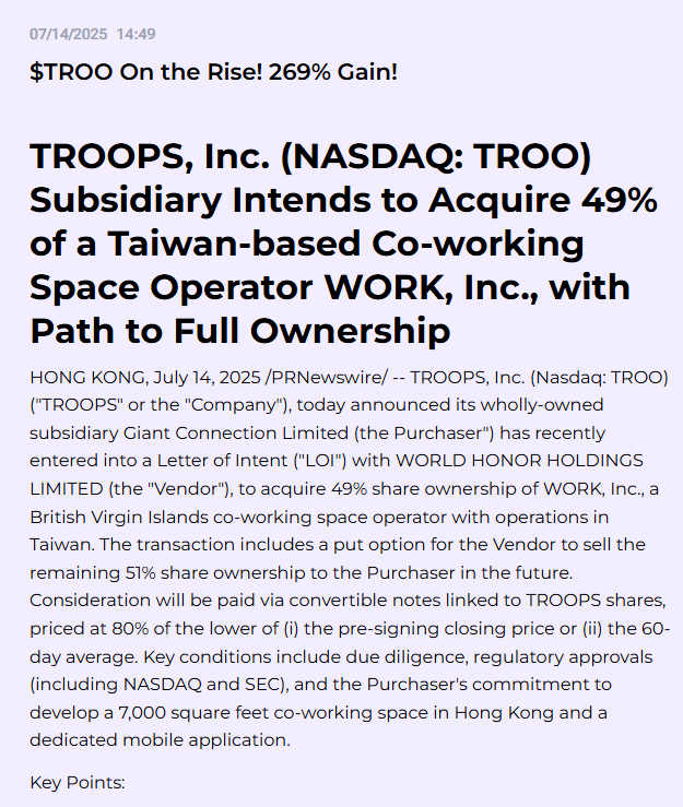 $TROO On the Rise! 269% Gain!
