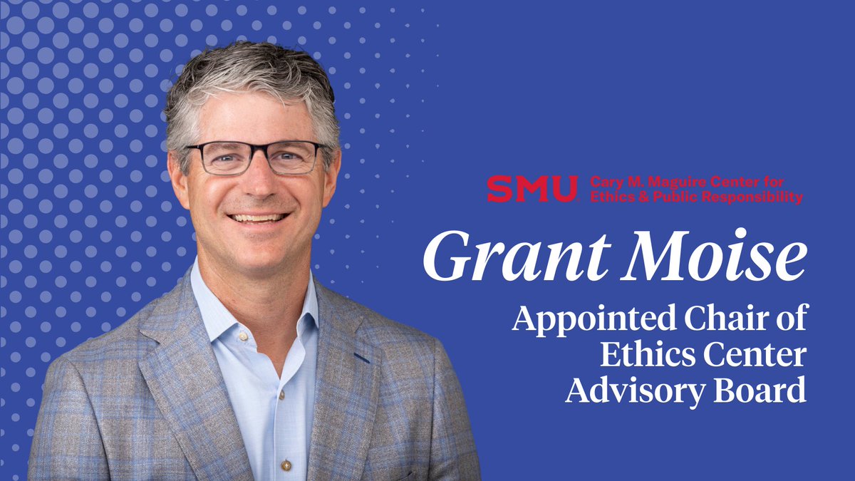 MaguireEthics's tweet image. We are thrilled to announce Grant Moise, CEO of DallasNews Corporation and Publisher of The Dallas Morning News, has been appointed Chair of the Maguire Center for Ethics & Public Responsibility Advisory Board.
Learn more: smu.edu/news/latest/gr…