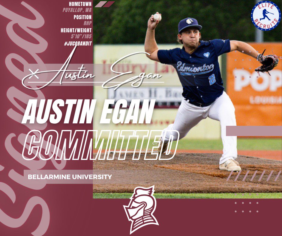 Elite Recruits (@eliterecruits_) on Twitter photo Congratulations goes out to this young man.
Austin Egan is headed to Bellarmine University to continue his career.
A nasty sidearm RHP Austin will be coming in to make an immediate impact on the mound.
Congratulations <a href="/austinegan24/">Austin Egan</a> we are proud of you. Congratulations goes out to this young man.
Austin Egan is headed to Bellarmine University to continue his career.
A nasty sidearm RHP Austin will be coming in to make an immediate impact on the mound.
Congratulations <a href="/austinegan24/">Austin Egan</a> we are proud of you.