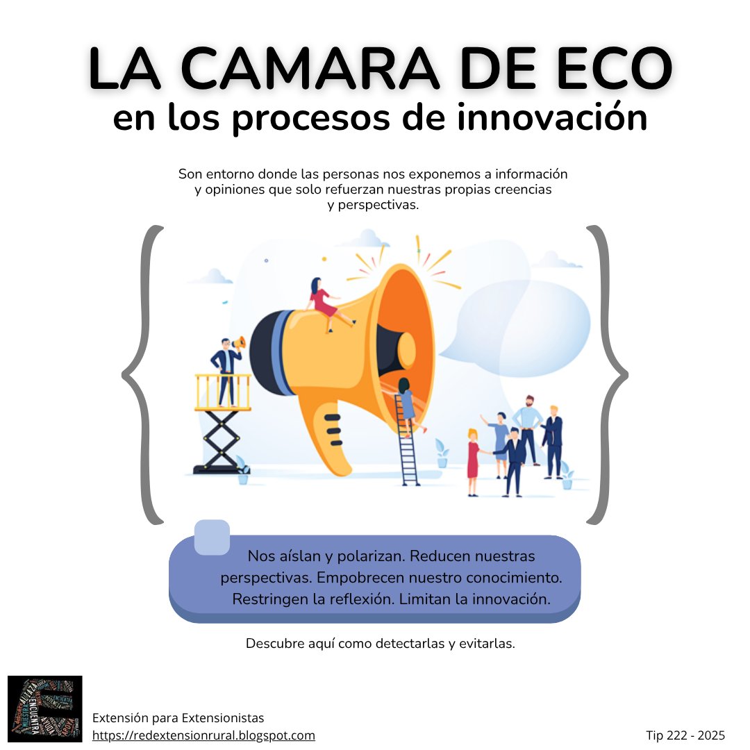 RedExtension's tweet image. 🔎 Explora aquí algunos #consejos para descubrir si los #procesos de innovación que impulsas están “encerrados” en una cámara de eco, y algunas #estrategias para superarlos.
🎧 incluye Podcast
👉 extensioneinnovacion.substack.com/p/la-camara-de…
🍀Únete a la comunidad…COMPARTE ESTE CONTENIDO!
